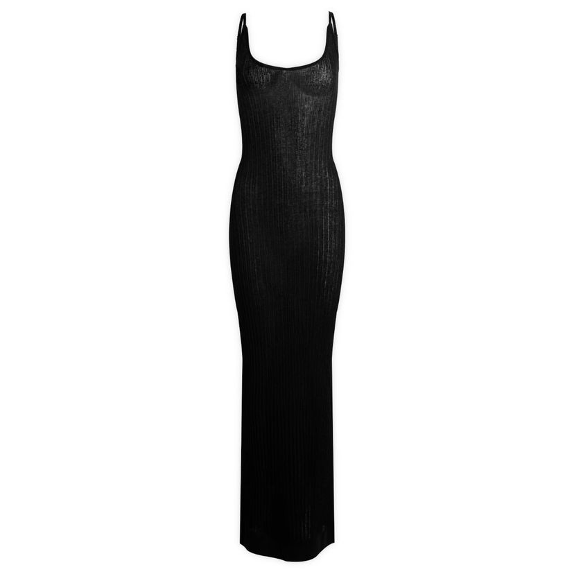 Klä SKIMS SKIMS Sheer Knit Midi Dress, Size Large Svart | DS-DRS-8175W-ONX
