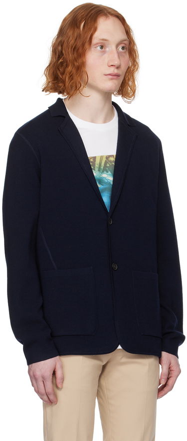 Sweater Paul Smith Paul Smith Notched Lapel Knit Jacket Mörkblå | M1R-580X-M01795-49, 1