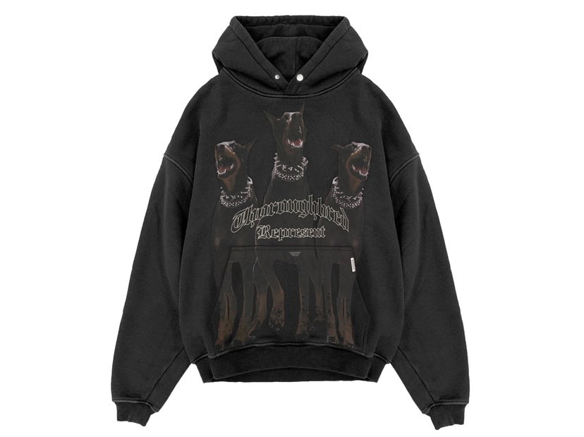 Sweatshirt Represent Clo Represent Thoroughbred Oversized Hoodie Vintage Black Svart | M04149-03
