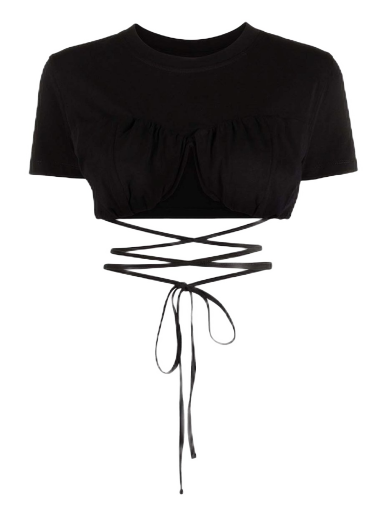 T-shirt Jacquemus Wraparound Cropped Svart | 211JS01211216990