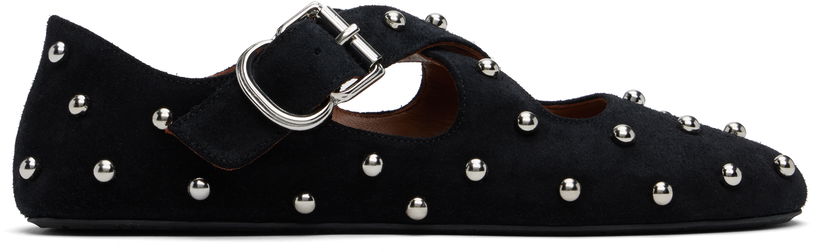 Klä Alaïa ALAÏA Criss Cross Studded Ballerina Flats Svart | AA3A046CK284