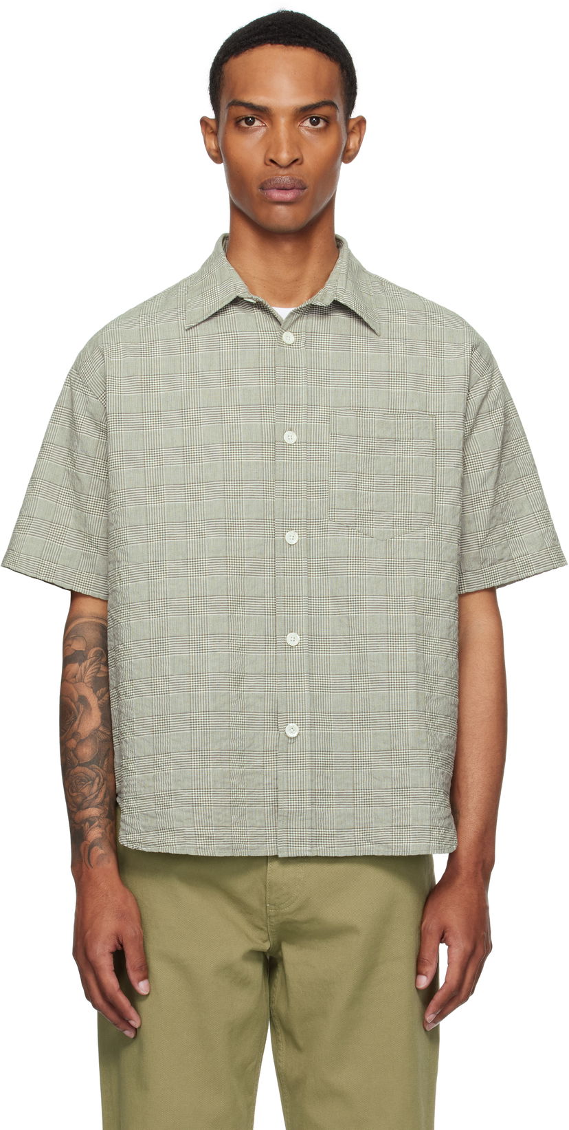Skjorta NORSE PROJECTS Norse Projects Mo Oversized Check Short Sleeve Shirt Grön | N40-0827