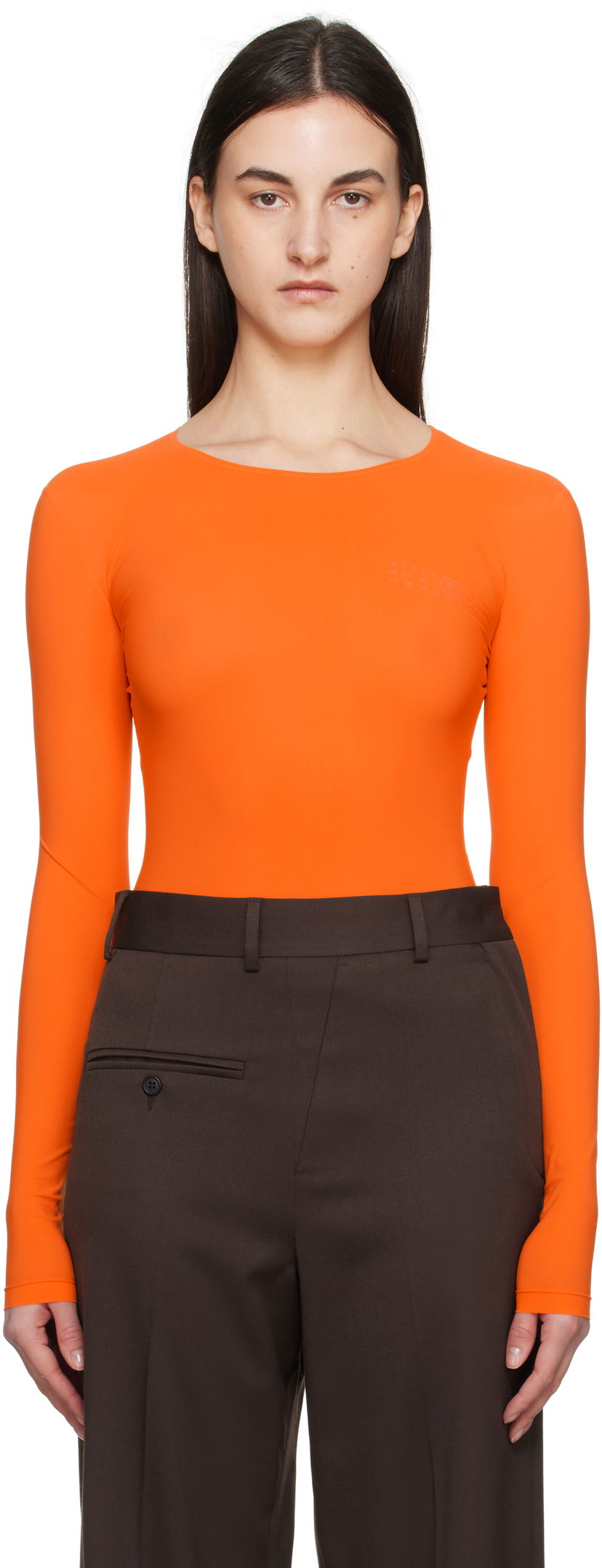 Kropp Maison Margiela MM6 Maison Margiela Jersey Long Sleeve Bodysuit Orange | S52NA0068 S20518