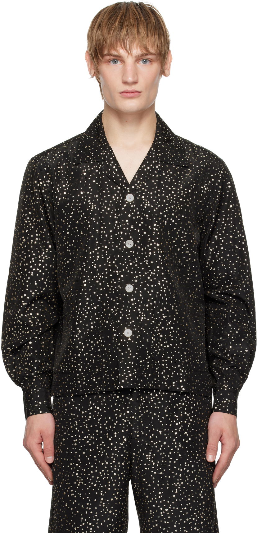Skjorta Bode Glitter Long Sleeve Shirt Svart | MRF24SH059