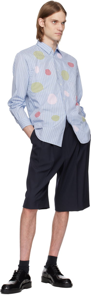 Skjorta Comme des Garçons Comme des Garçons Yarn Dyed Stripe Poplin & Check Shirt Blå | FO-B014-051, 3