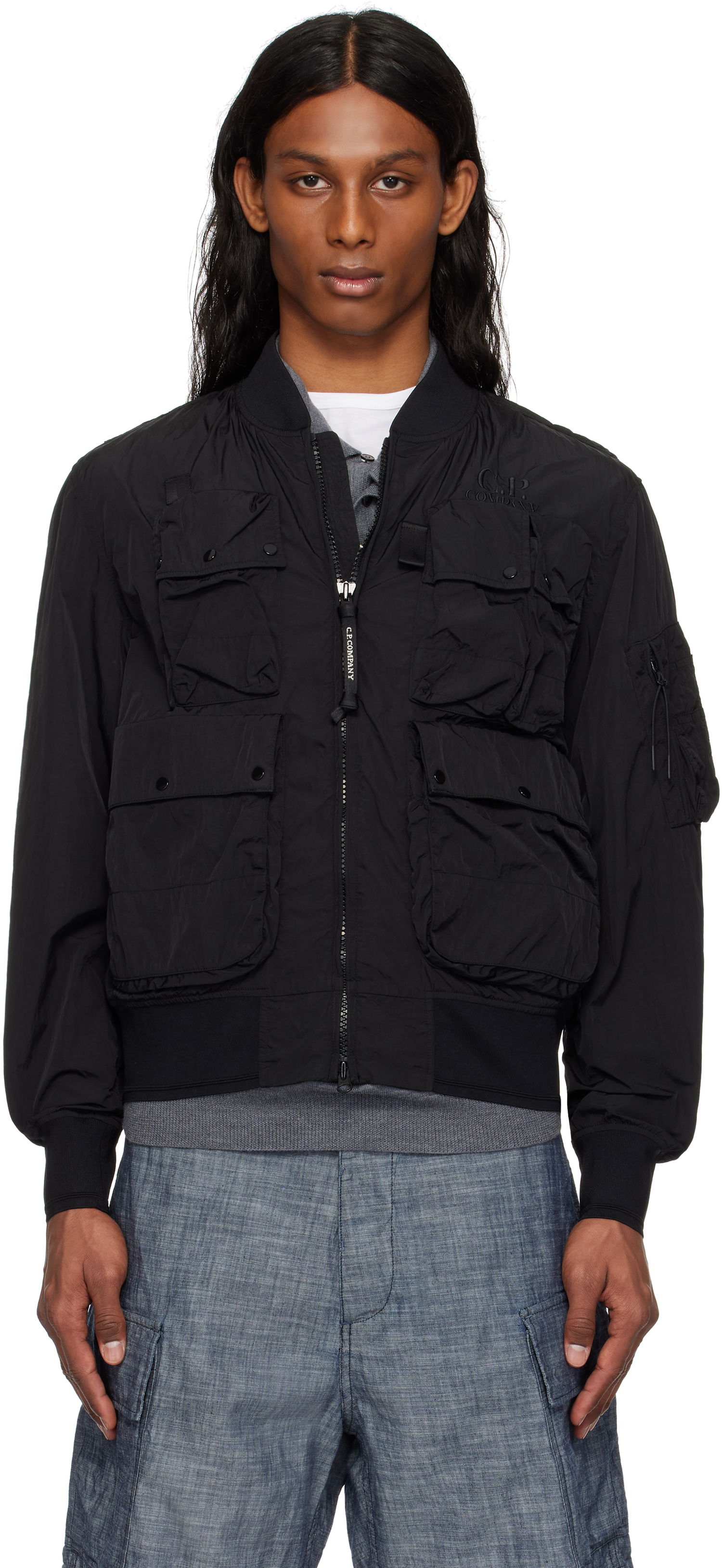Bomberjacka C.P. Company C.P. Company Chrome-R Multipocket Bomber Jacket Svart | 18CMOW010A-005904G, 0