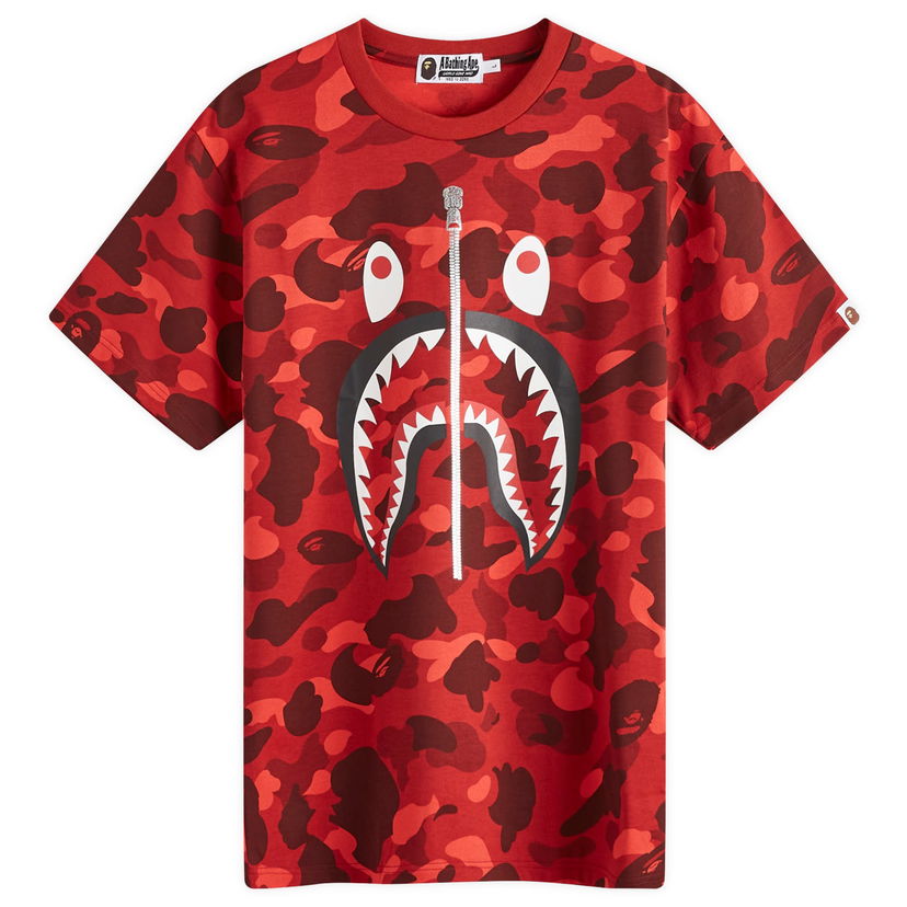 T-shirt BAPE A Bathing Ape Camo Shark Graphic Tee, Size L Röd | 001CSK801008M-RED