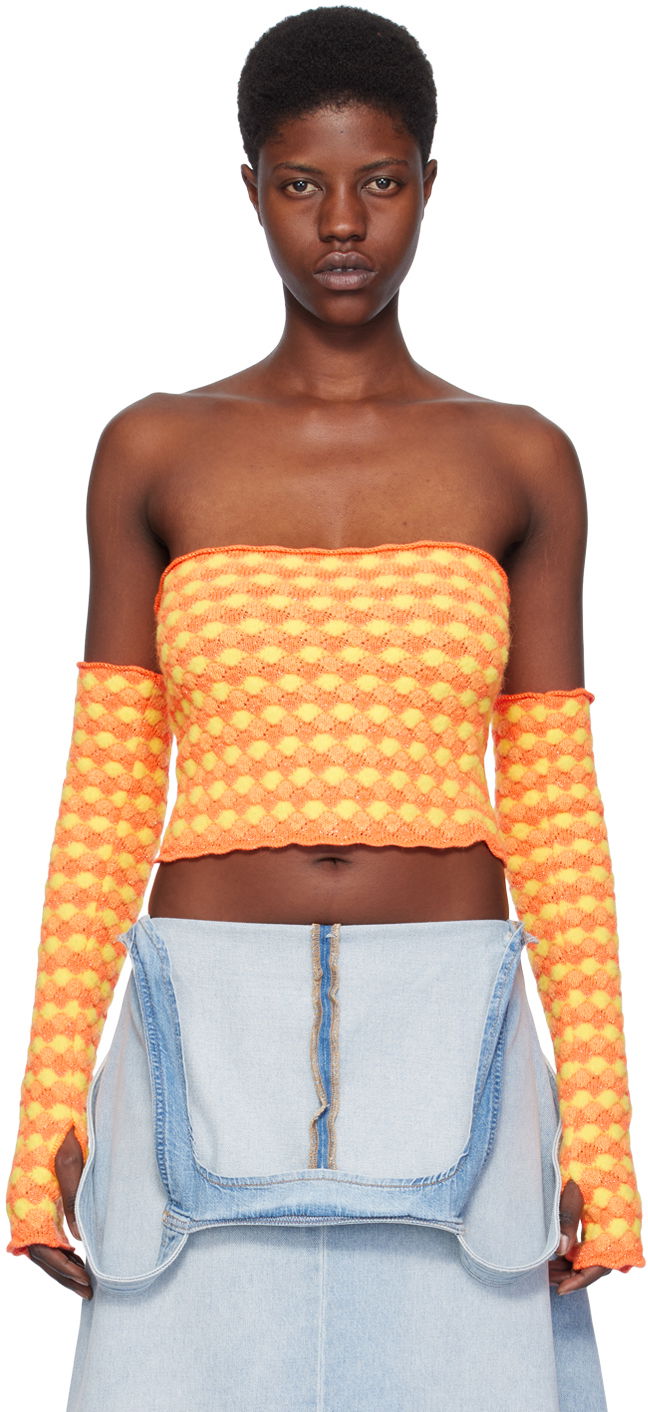Crop top ERL ERL Jacquard Tube Top Orange | ERL07N102