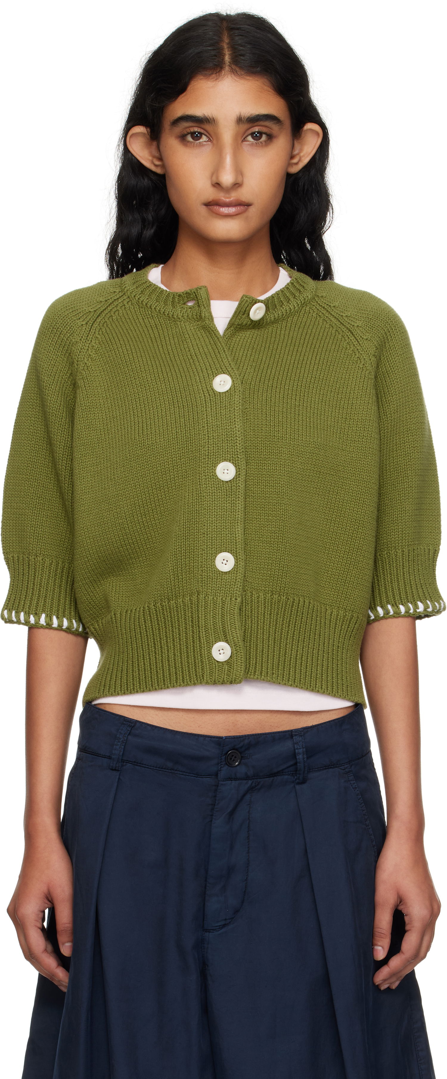 Sweater YMC YMC Kwai Knit Cardigan Grön | Q8YMA, 0