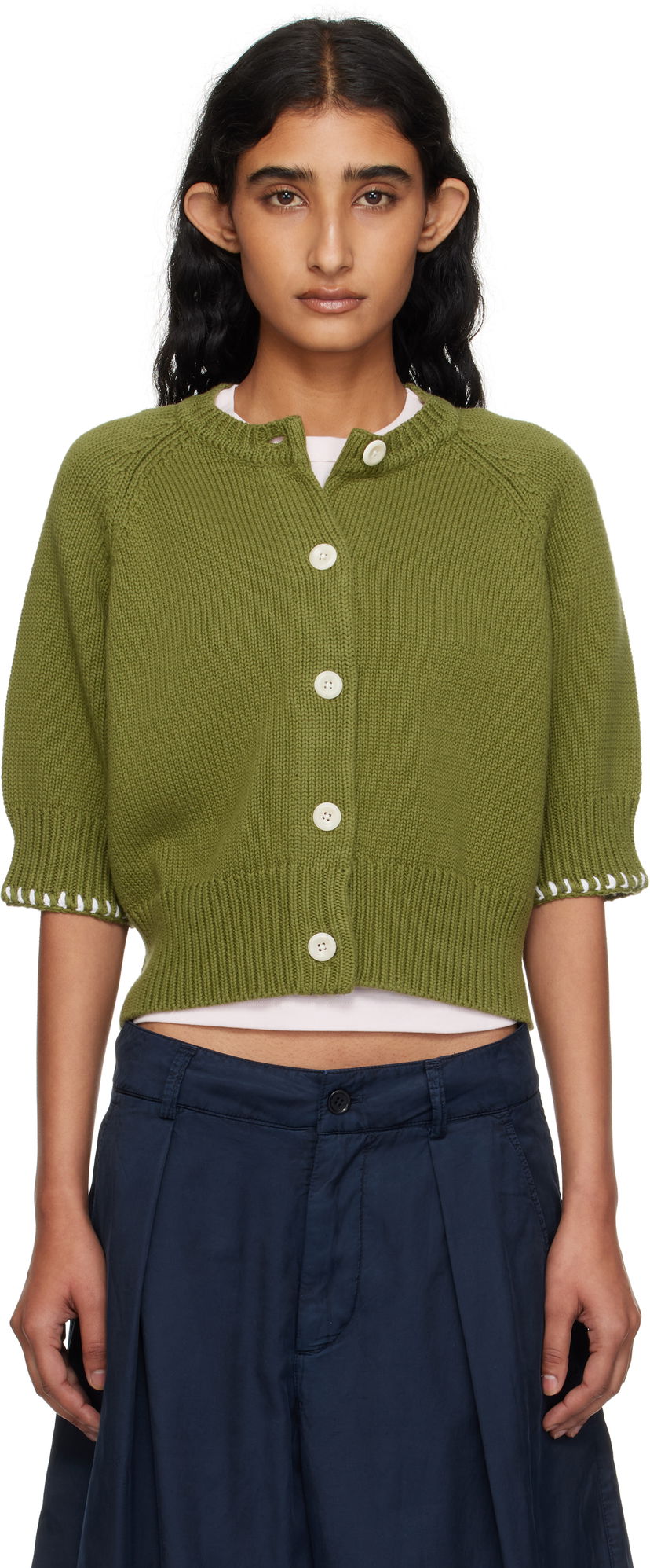 Sweater YMC YMC Kwai Knit Cardigan Grön | Q8YMA