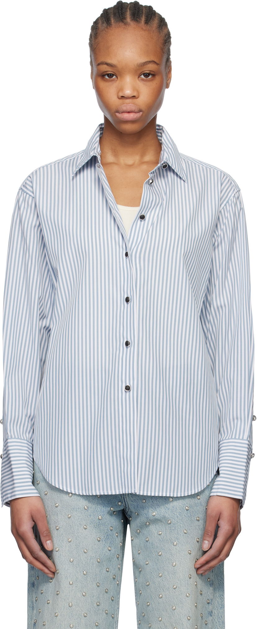 Skjorta rag & bone rag & bone Eve Striped Shirt Blå | WAW24HA0184618