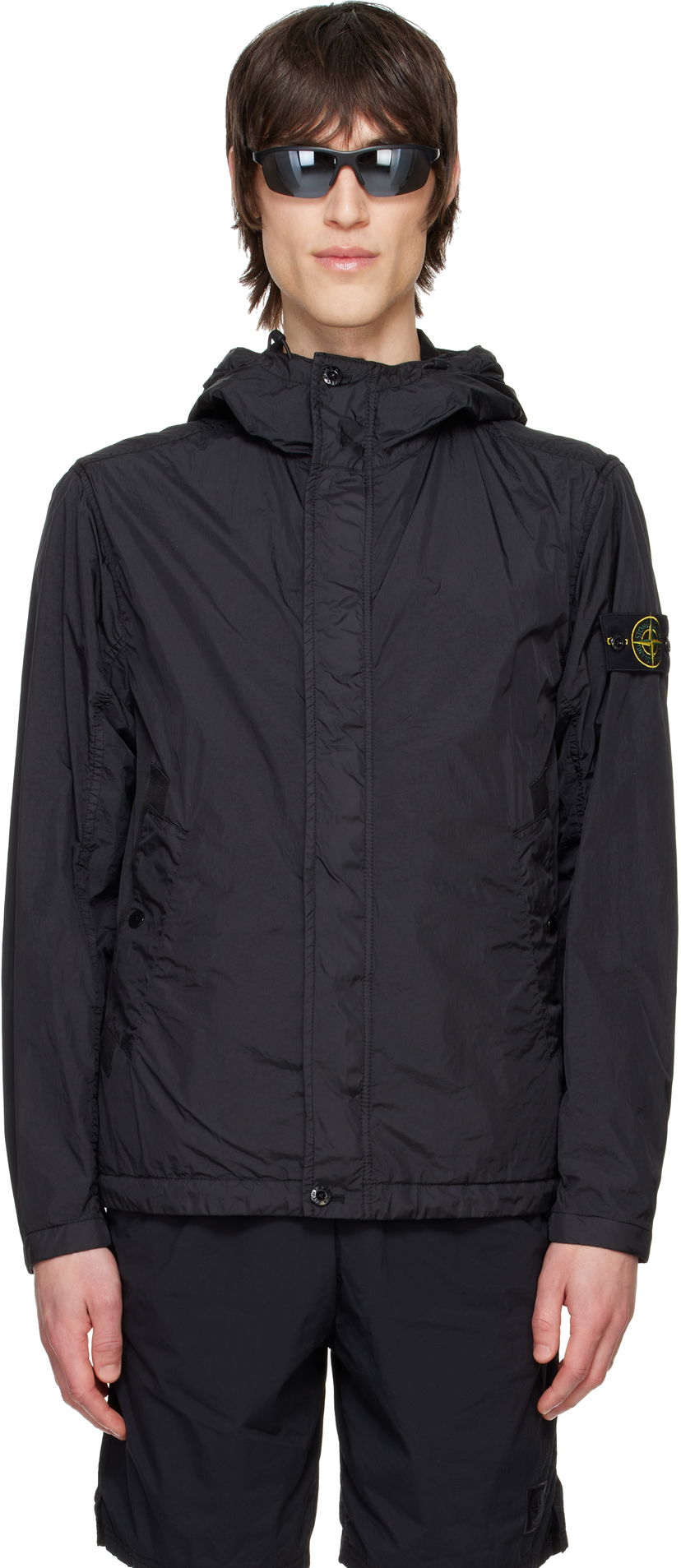Vindjacka Stone Island Stone Island Crinkle Reps R-NY Hooded Jacket Svart | K1S15 4100092 S0A23