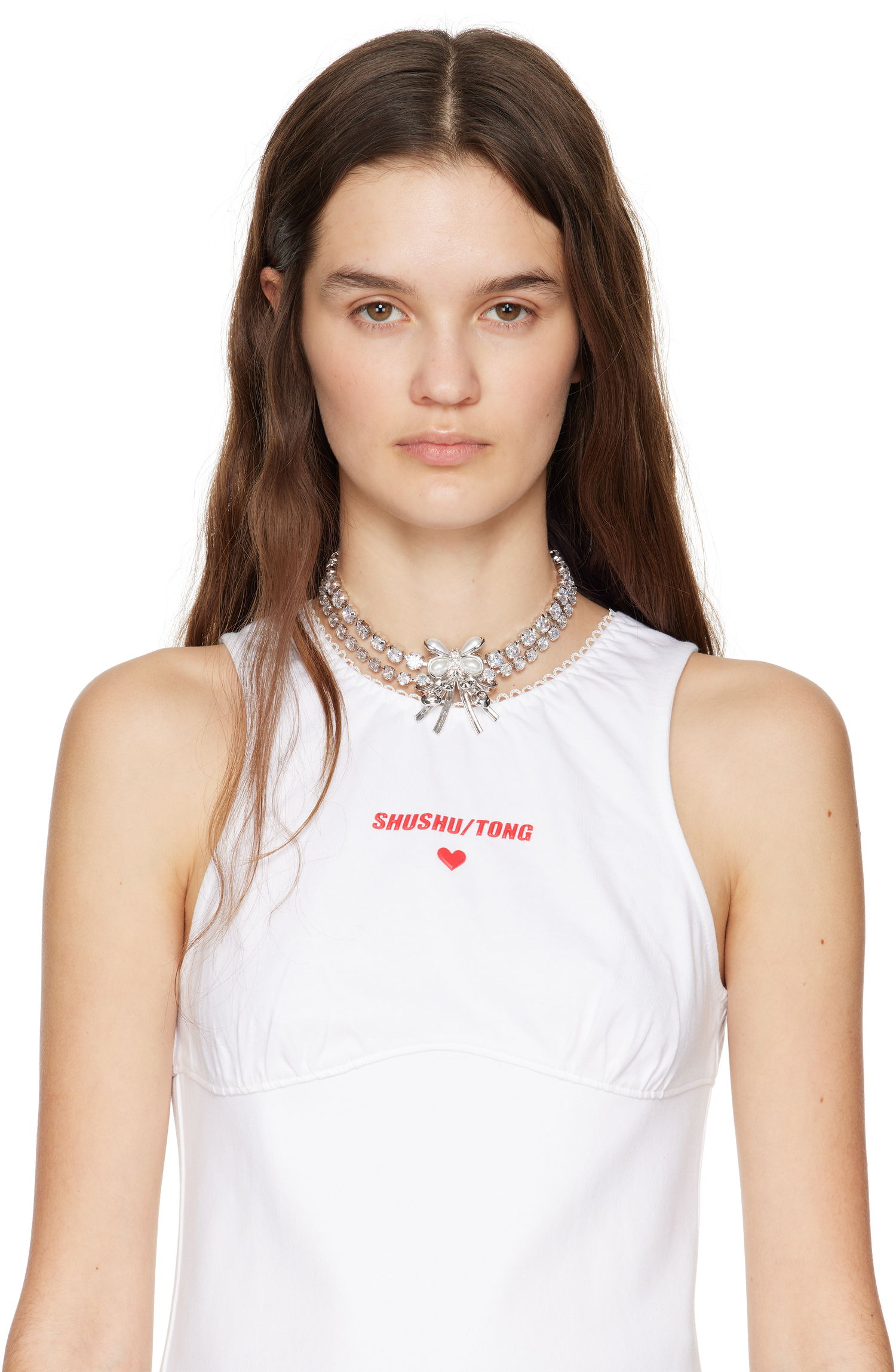 Halsband SHUSHU/TONG SHUSHU/TONG YVMIN Edition Pearl Butterfly Double Zirconia Necklace Metallisk | 24716SLV00NN, 1