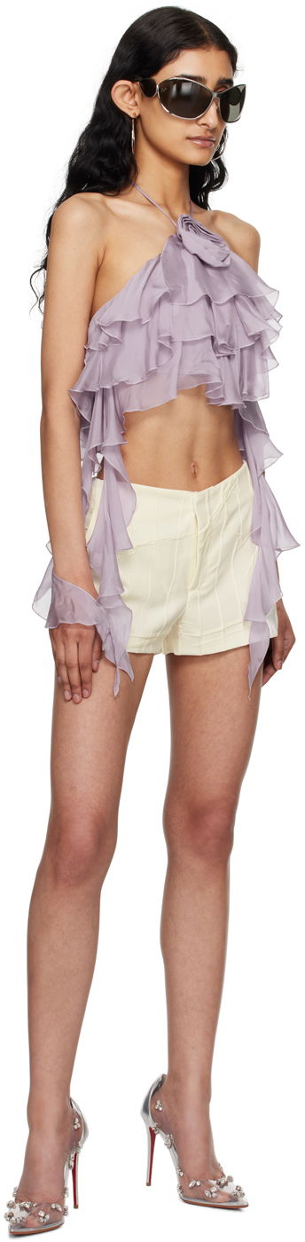 Crop top Blumarine Flounce Halter Top with Rose Detail Purpur | P444C092A, 3