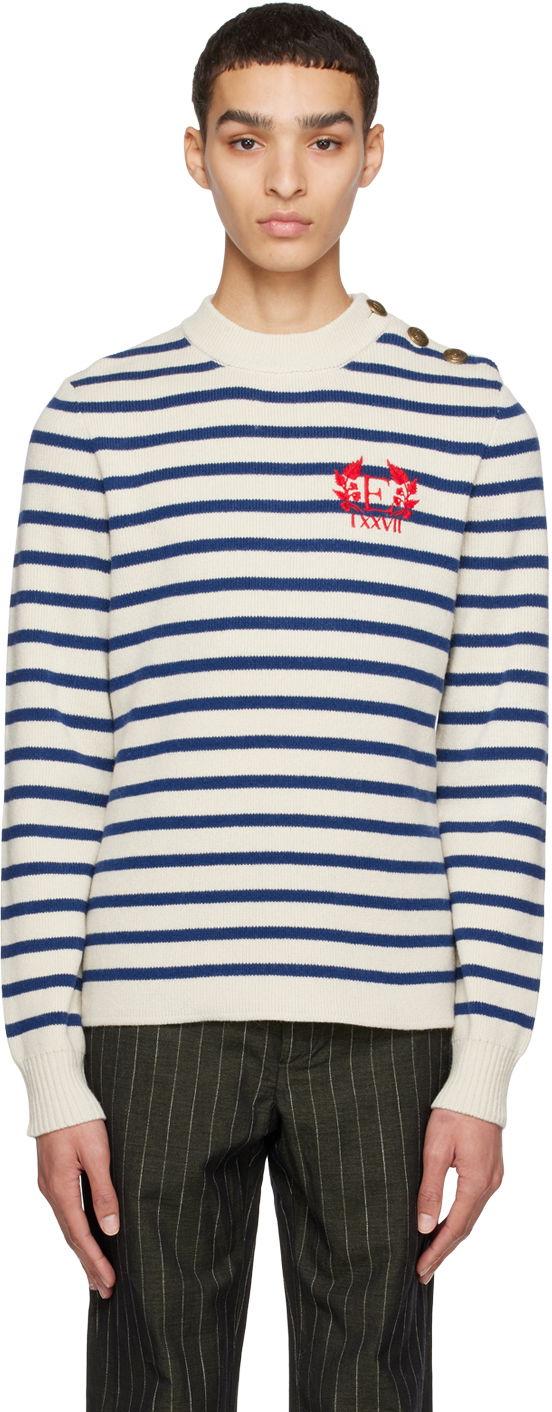 Sweater Erdem Sweater With Shoulder Buttons and Embroidered Logo Vit | MS23_812MGSCWK HAMISH JUMPER