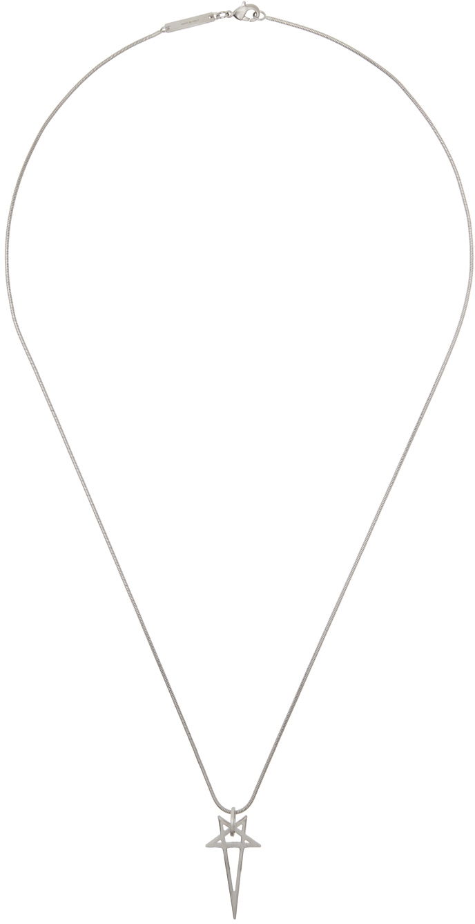Halsband Rick Owens Silver Porterville Pentagram Charm Necklace Metallisk | RJ0000066 MMT