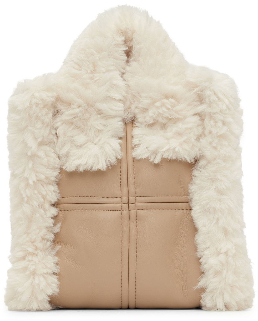 Tygpåse STAND STUDIO Stand Studio Lizzie Shearling Tote Bag Beige | 61776-9590