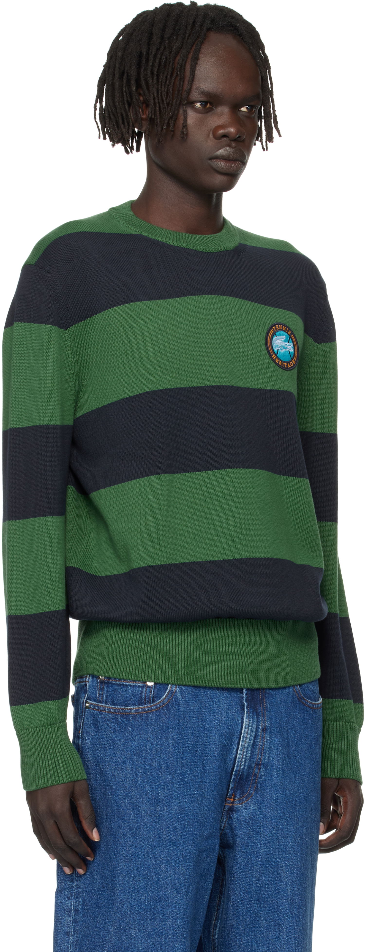 Sweater Lacoste Lacoste Striped Cotton Jersey Sweater Grön | AH5179_C5C, 1