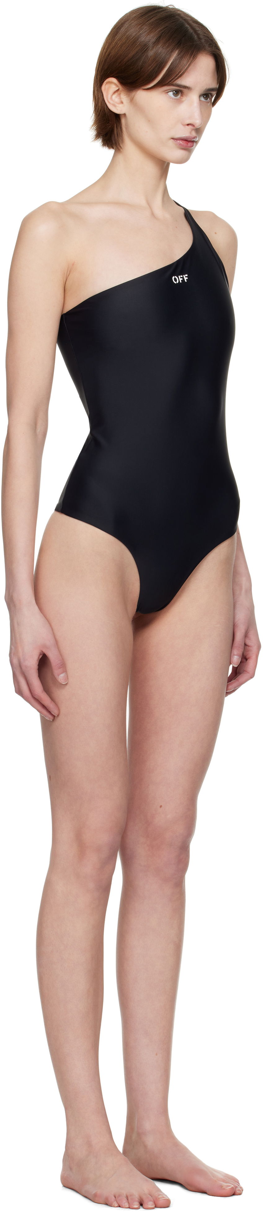 Badkläder Off-White Off-White One-Shoulder Swimsuit Svart | OWFC017C99FAB0031001, 1