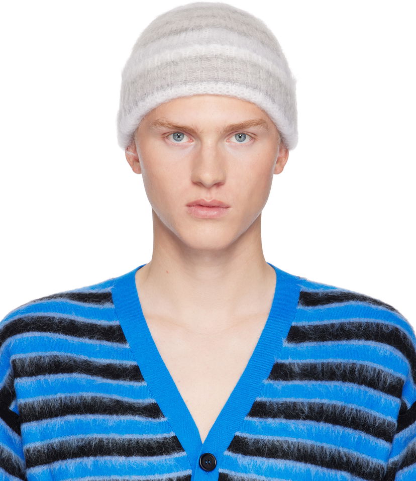 Mössa Marni Striped Mohair Beanie Grå | CLZC0153Q0 UFU174