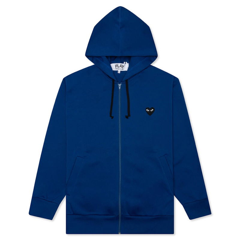 Sweatshirt Comme des Garçons Big Black Heart Zip Hoodie Mörkblå | AZ-T253-051-2