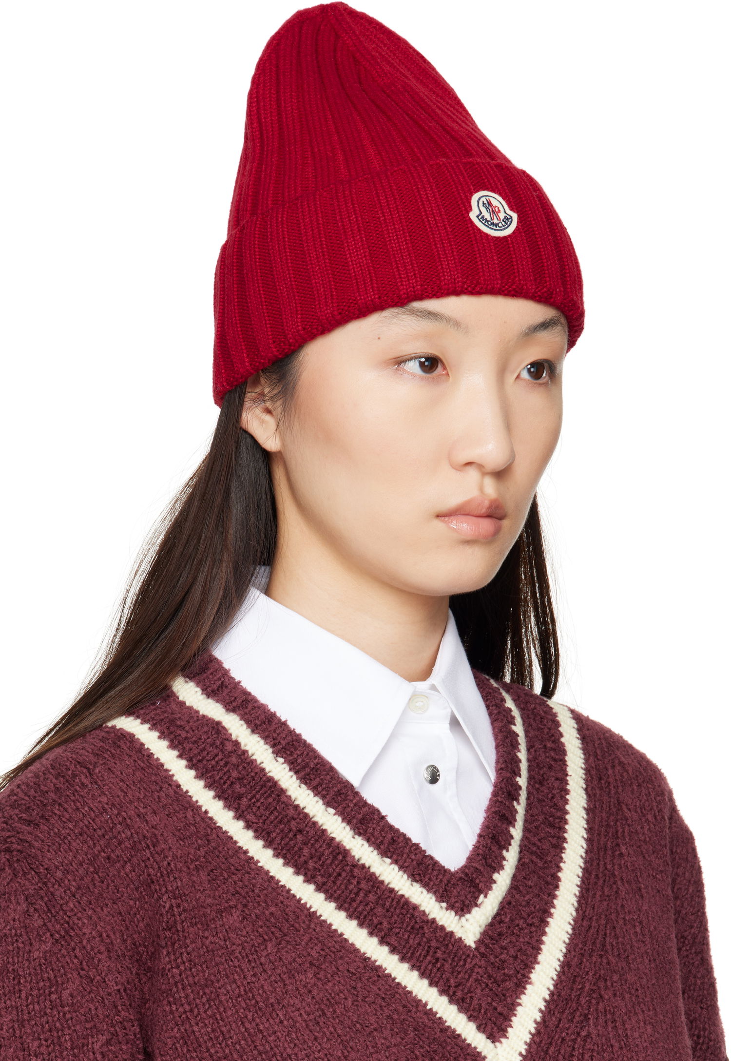 Mössa Moncler Moncler Wool Ribbed Beanie Röd | K20933B00036A9327, 1