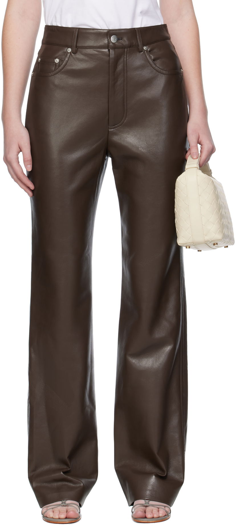 Byxor Nanushka Nanushka Seldes Regenerated Leather Trousers Brun | NW25PFPA15278