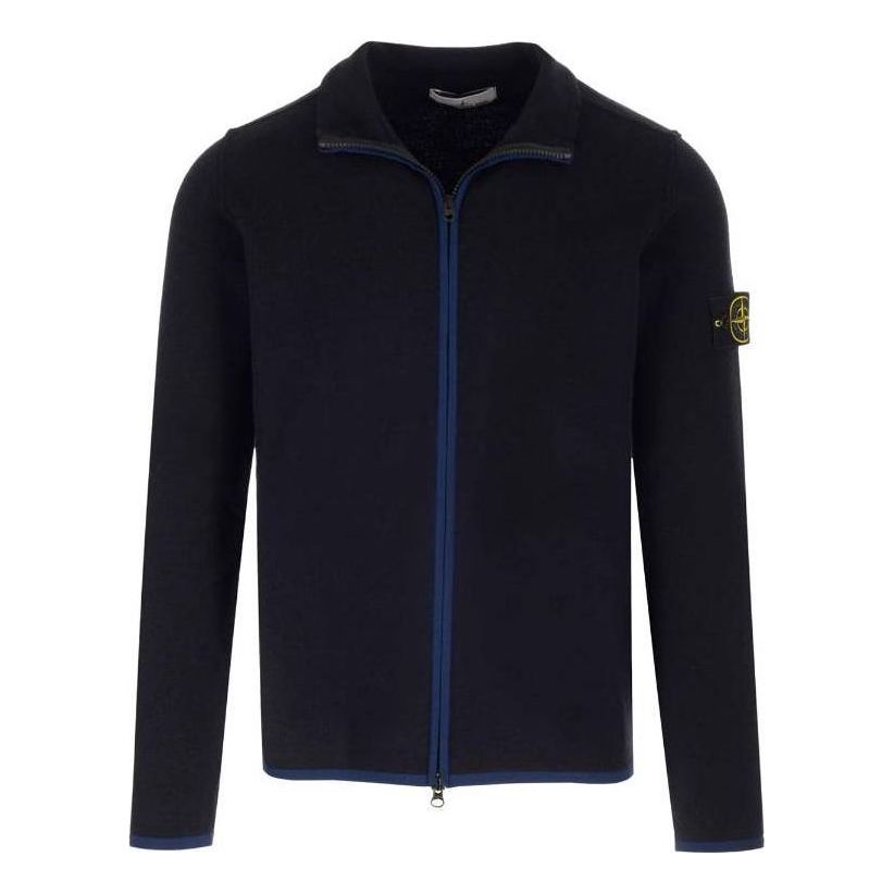 Sweater Stone Island Compass-Patch High-Neck Zipped Cardigan Blå | 7915503A1-V0020