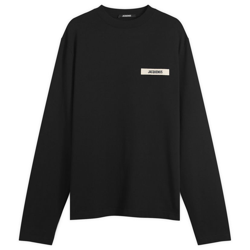 T-shirt Jacquemus Jacquemus Grosgrain Logo Long Sleeve T-Shirt, Size Large Svart | 25HTSM00570AJ00226-990