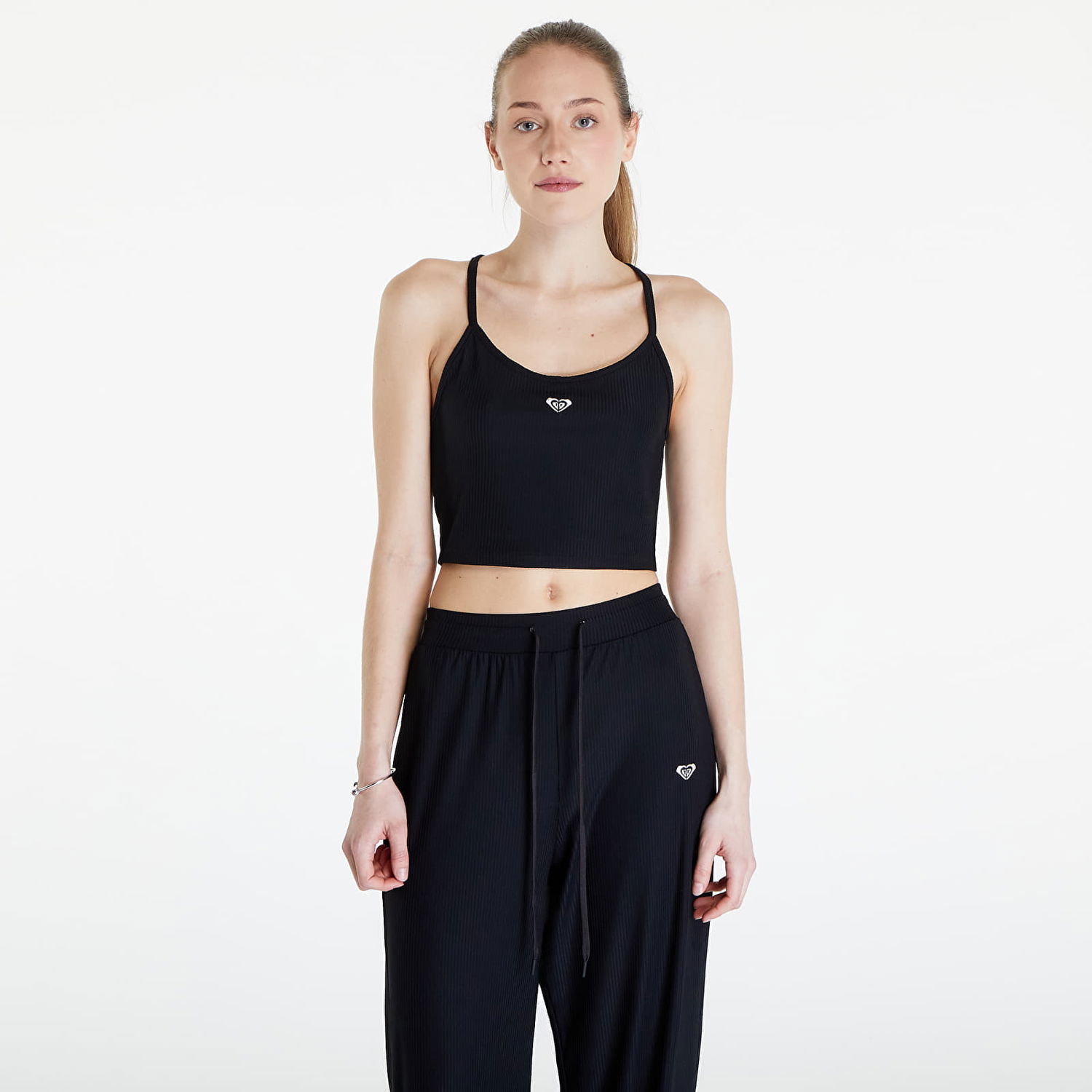 Linne Roxy Top Rise & Vibe Rib Tank Black Svart | ERJKT04116-KVJ0, 0