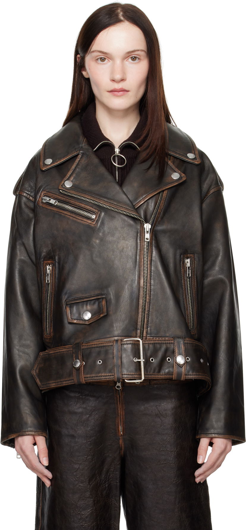 Jacka STAND STUDIO Leather Biker Jacket Svart | 66388-7030