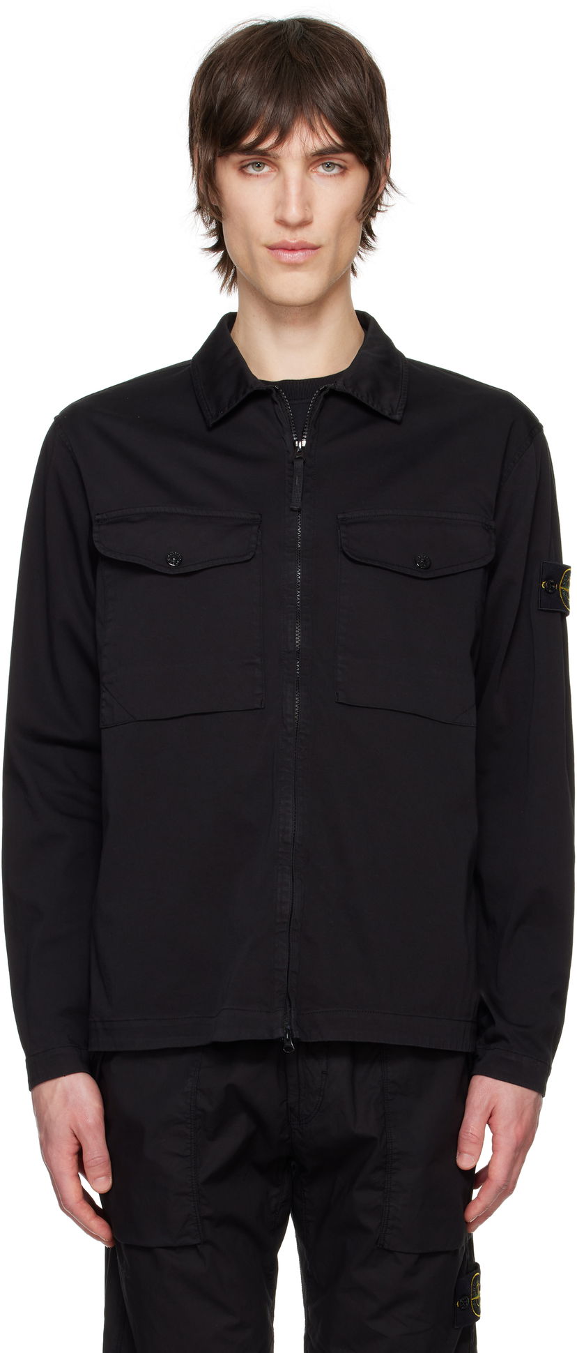Skjorta Stone Island Stretch Cotton Overshirt Svart | K1S15 1200128 S0012