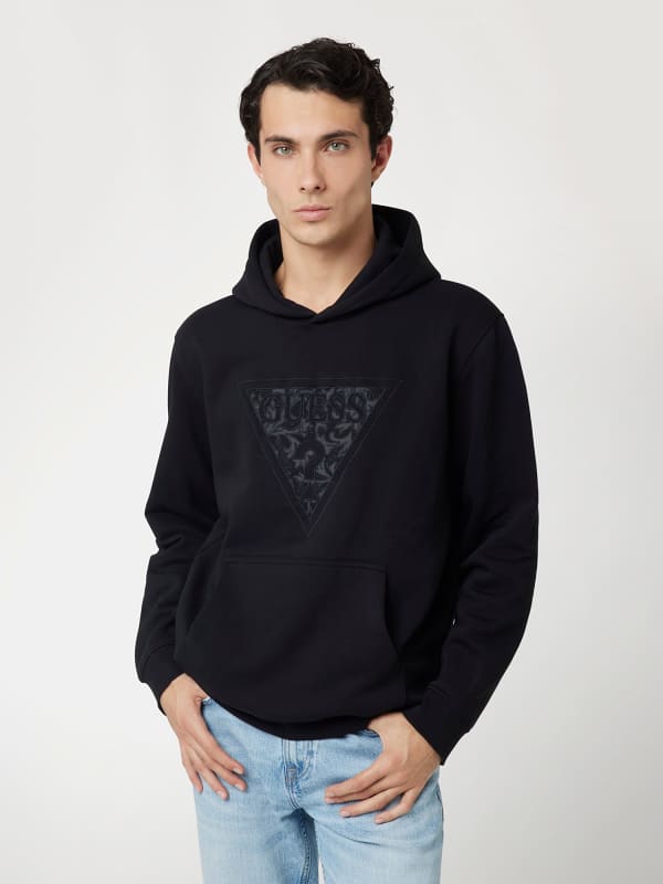 Sweatshirt GUESS Black Fleece Graphic Hoodie Svart | M4BQ25K9Z21