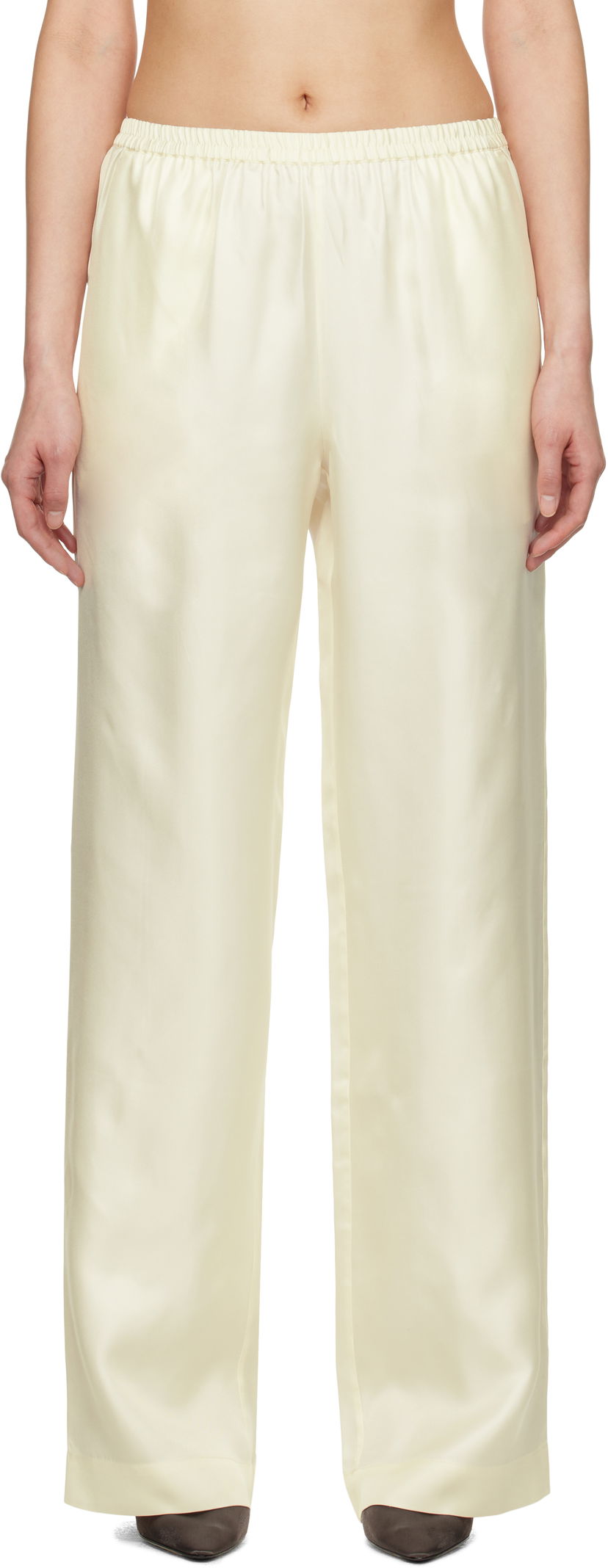 Byxor Loulou de Saison Loulou de Saison Alera Silk Straight-Leg Trousers Gul | ALERA
