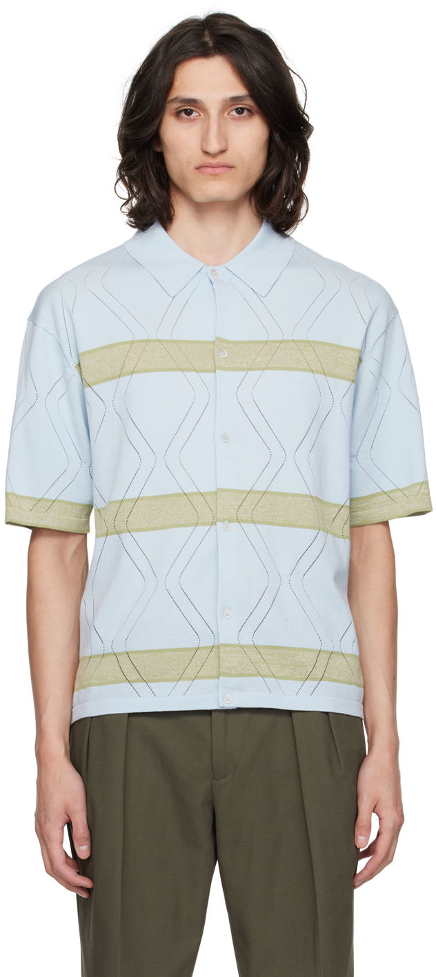 Skjorta Paul Smith Paul Smith Striped Knit Polo Shirt Blå | M1R-629Y-M02314-40
