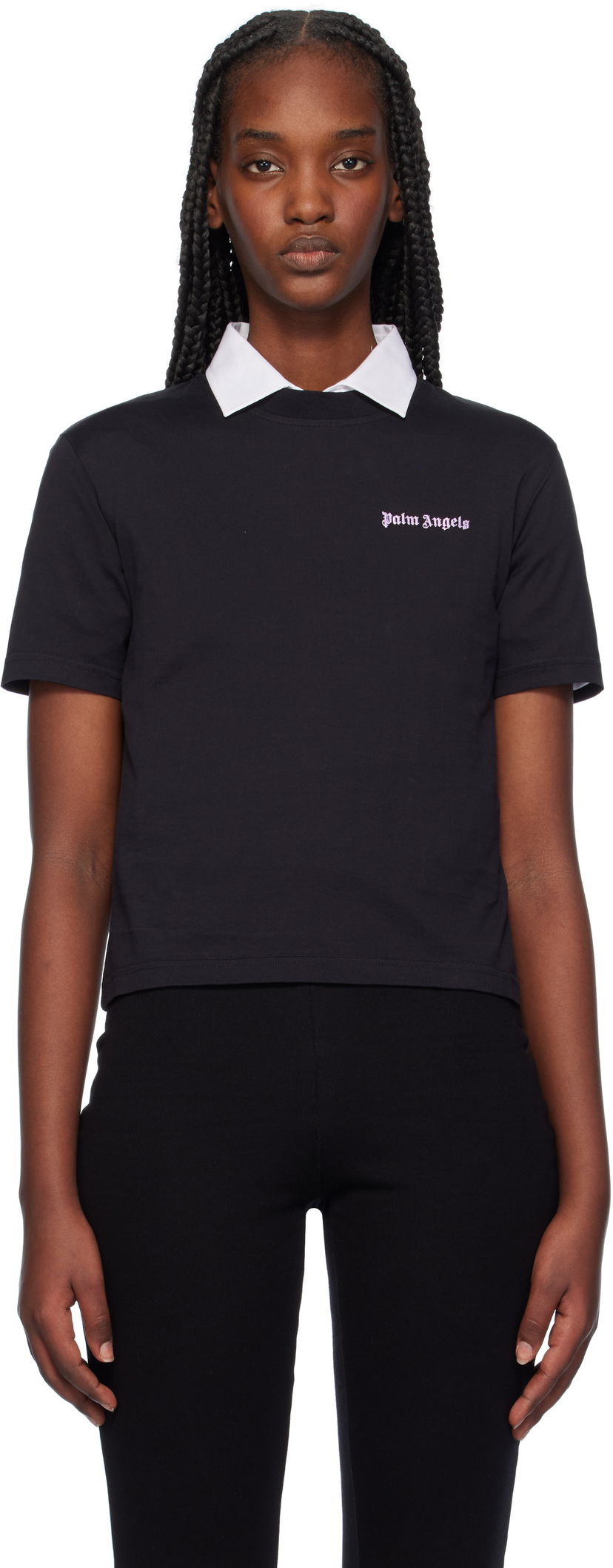T-shirt Palm Angels Fitted Logo Svart | PWAA044F24JER0011036