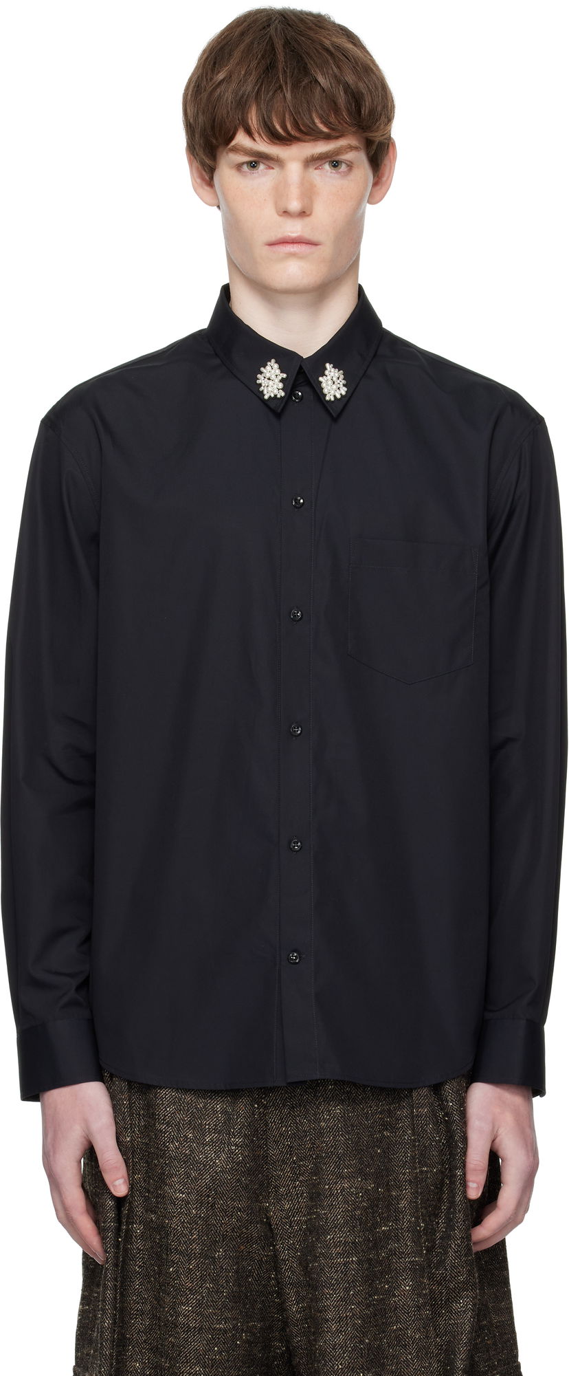 Skjorta Simone Rocha Simone Rocha Beaded Flower Cluster Classic Shirt Svart | 5384B 1025