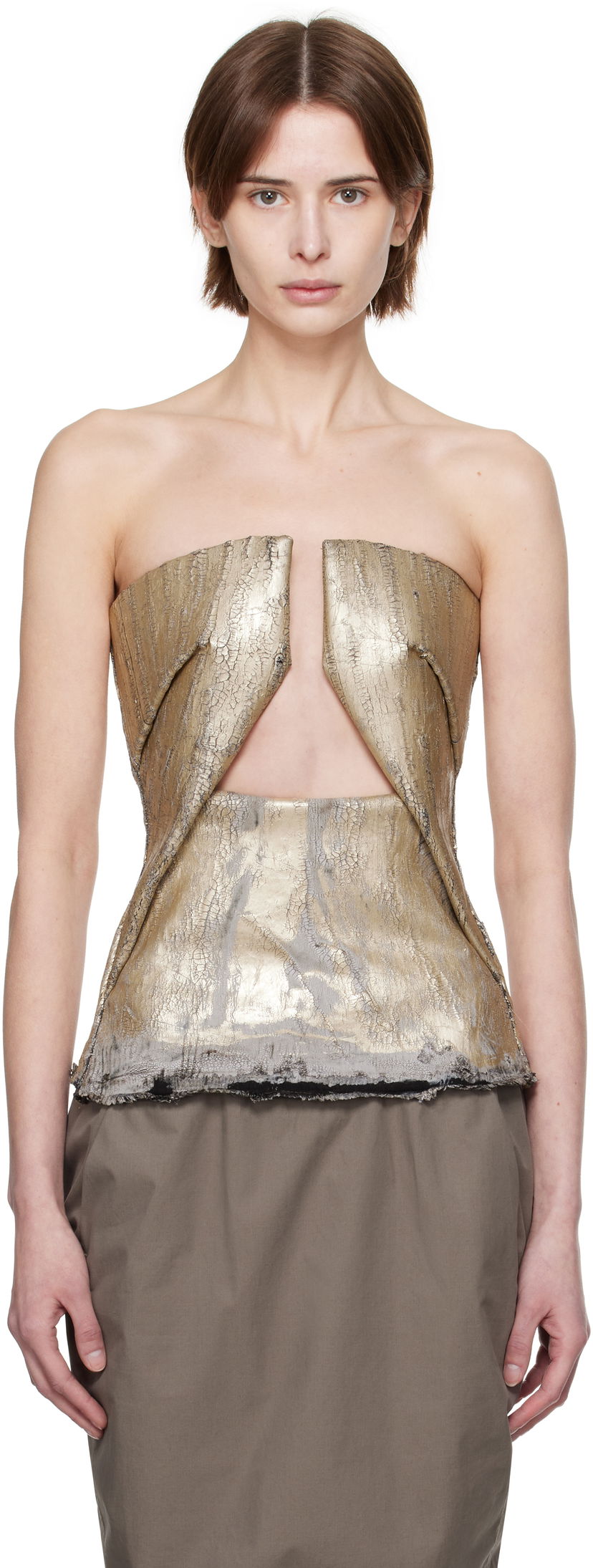 Crop top Rick Owens Rick Owens Hollywood Woven Prong Top Metallisk | RP01E7130 SGMC