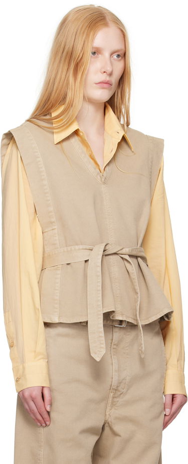 Väst LEMAIRE Lemaire Chasuble Denim Peplum Vest Beige | TO1227 LD1043, 1