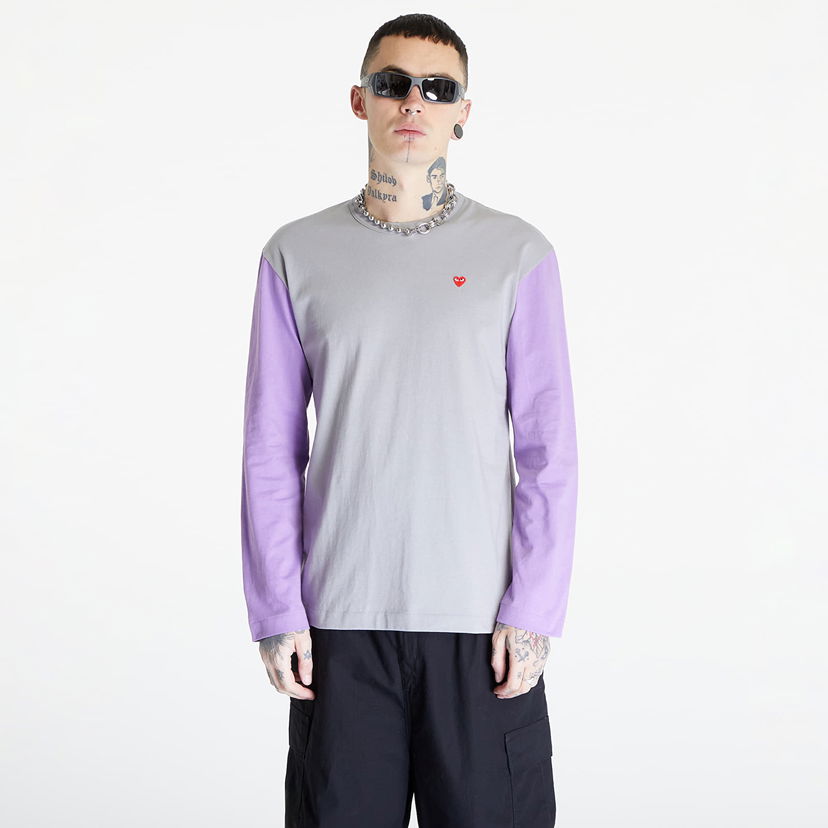 T-shirt Comme des Garçons PLAY Heart Logo Long Sleeve Tee Grå | AZT316 gray