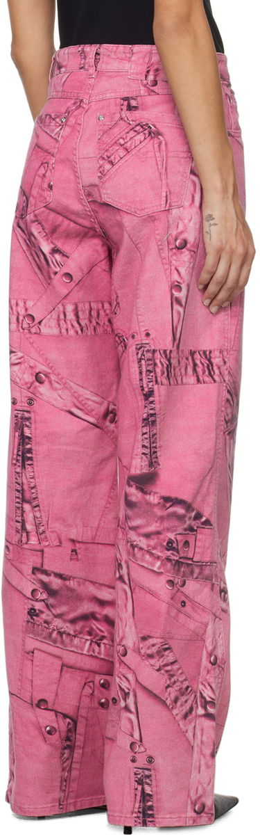 Jeans Blumarine Blumarine Trompe L'œil Print Wide-Leg Jeans Rosa | P422J128A, 2