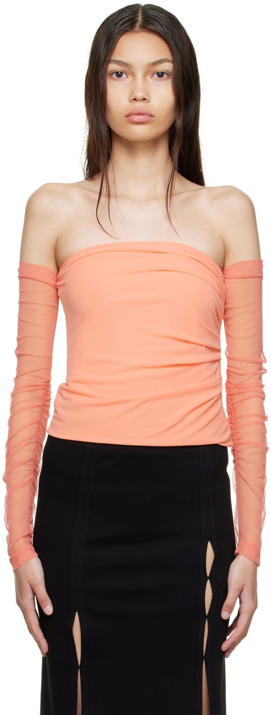 Linne Helmut Lang Off Shoulder Blouse Orange | M04HW509