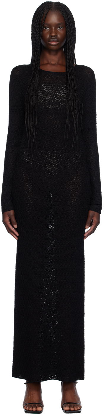 Klä TOTEME TOTEME Long-Sleeve Maxi Dress Svart | 243-WRD0130-YA0040