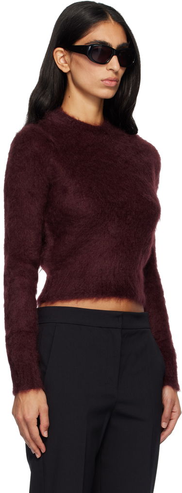 Sweater Max Mara Max Mara Adatti Fuzzy Cropped Mock-Neck Sweater Bourgogne | 2521366263600, 1
