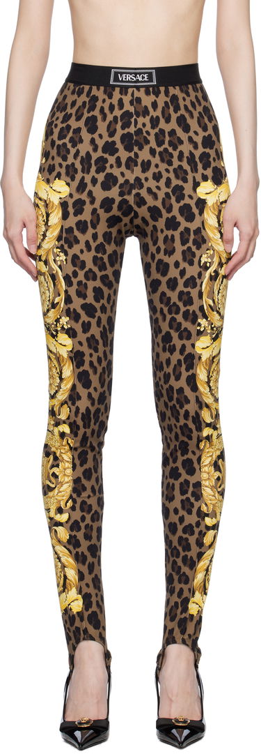 Damasker Versace Stirrup Leggings With Baroque Print Brun | 1015879_1A12087_5N440, 0