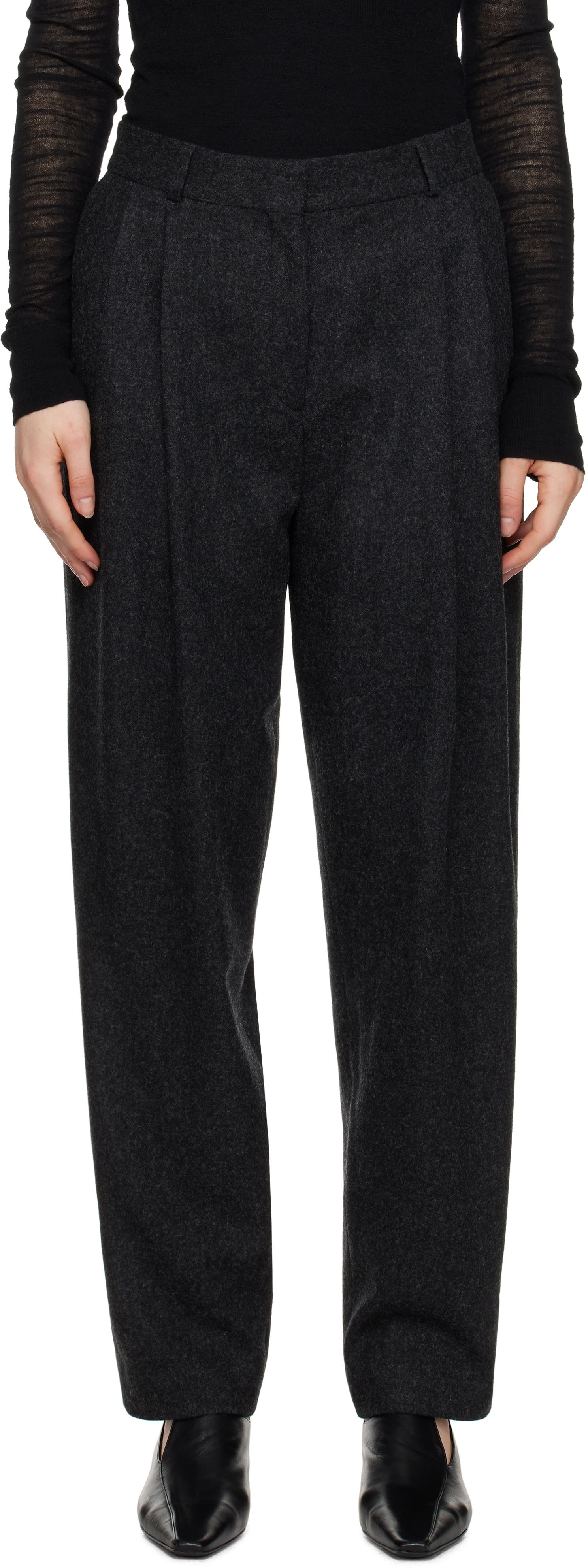 Byxor TOTEME TOTEME Double-Pleated Tailored Trousers Grå | 251-WRB847-FB0024, 0