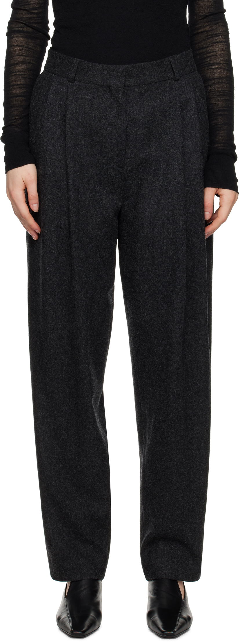 Byxor TOTEME TOTEME Double-Pleated Tailored Trousers Grå | 251-WRB847-FB0024