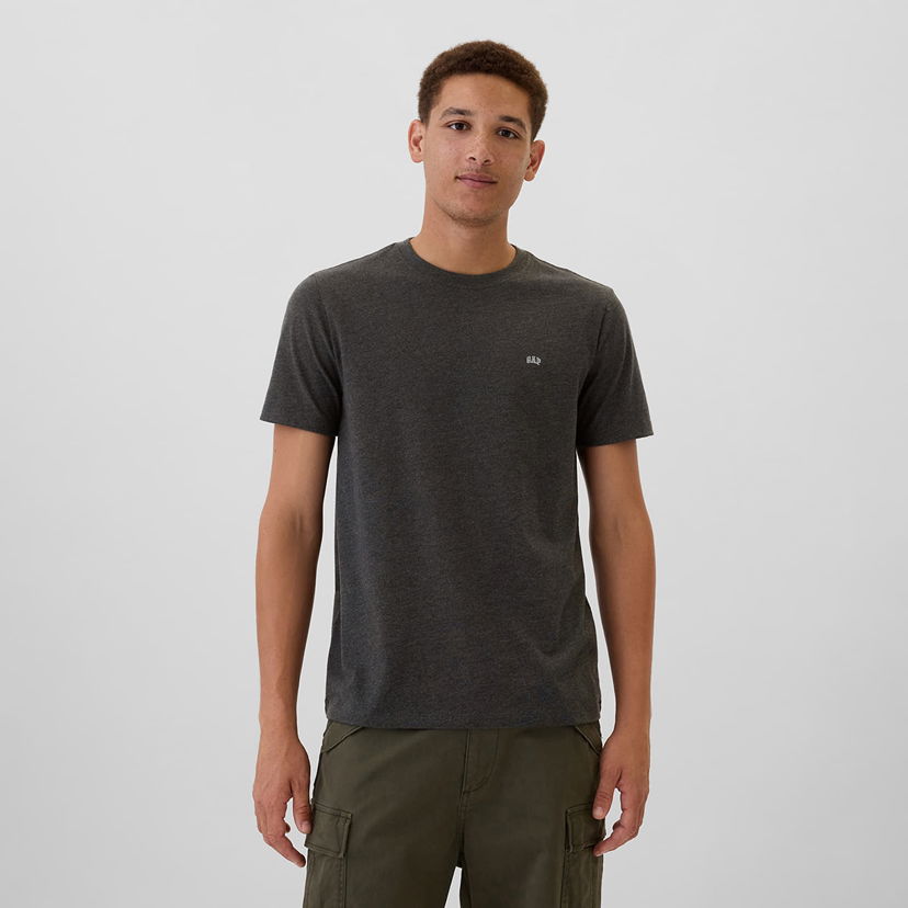 T-shirt GAP T-shirt Micro Logo Crew Charcoal Heather S Svart | 502022-00