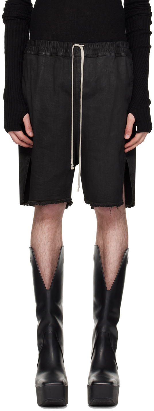 Shorts Rick Owens Rick Owens Waxed Denim Shorts Svart | RR01D3310 SBW