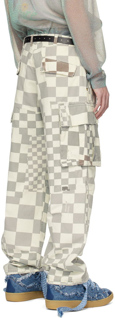 Cargo byxor ERL Checkered Print Relaxed Fit Cargo Pants Vit | ERL08P005, 2